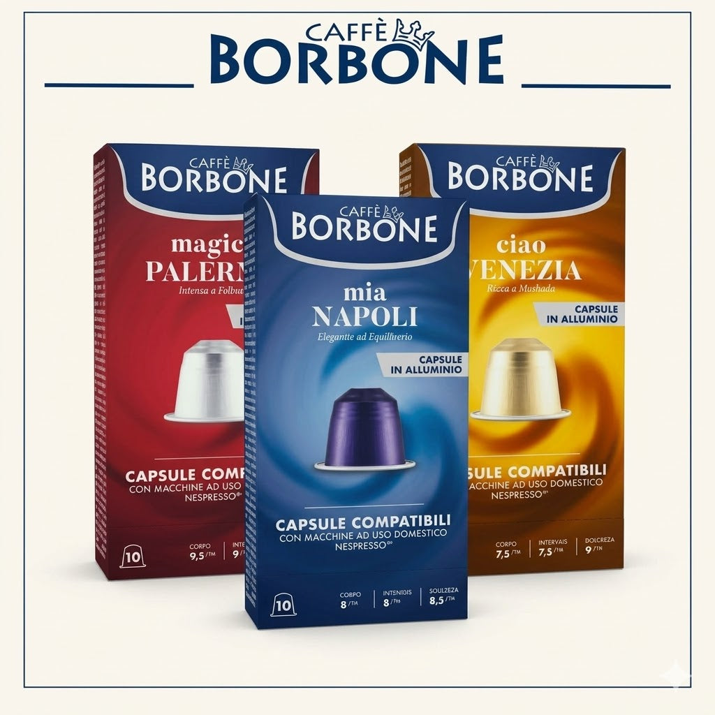 Borbone – Capsules Nespresso Aluminium; Naples, Palerme et Venise 10 pcs